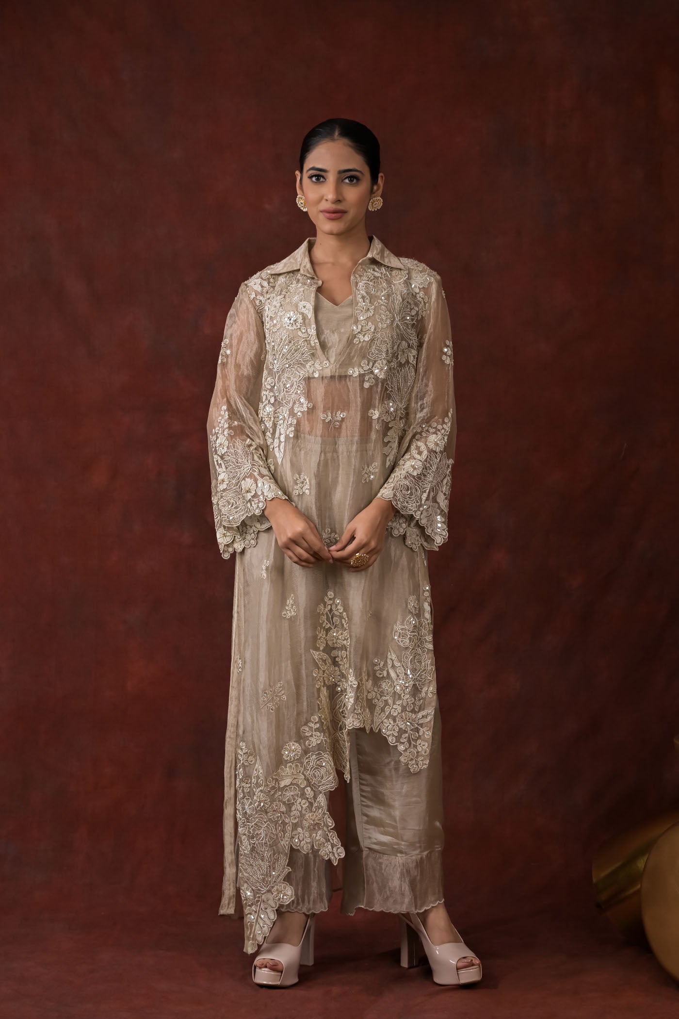 Ethereal Bloom Champagne Co-Ord Set