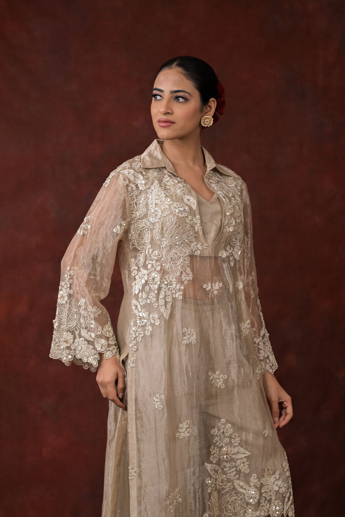 Ethereal Bloom Champagne Co-Ord Set