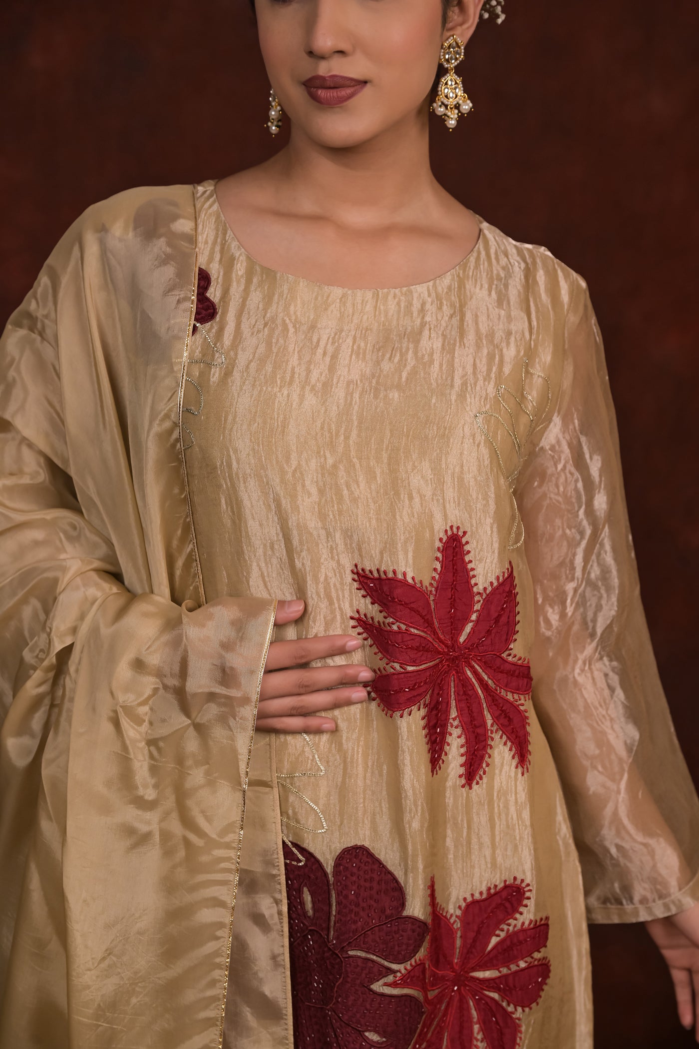 Beige Blossom Tissue Co-Ord Set