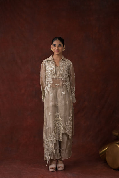 Ethereal Bloom Champagne Co-Ord Set