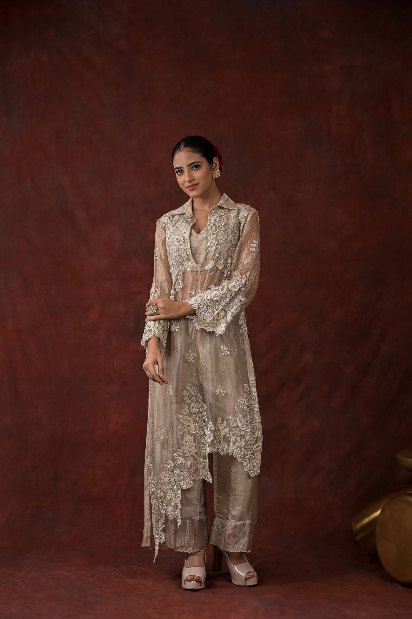 Ethereal Bloom Champagne Co-Ord Set