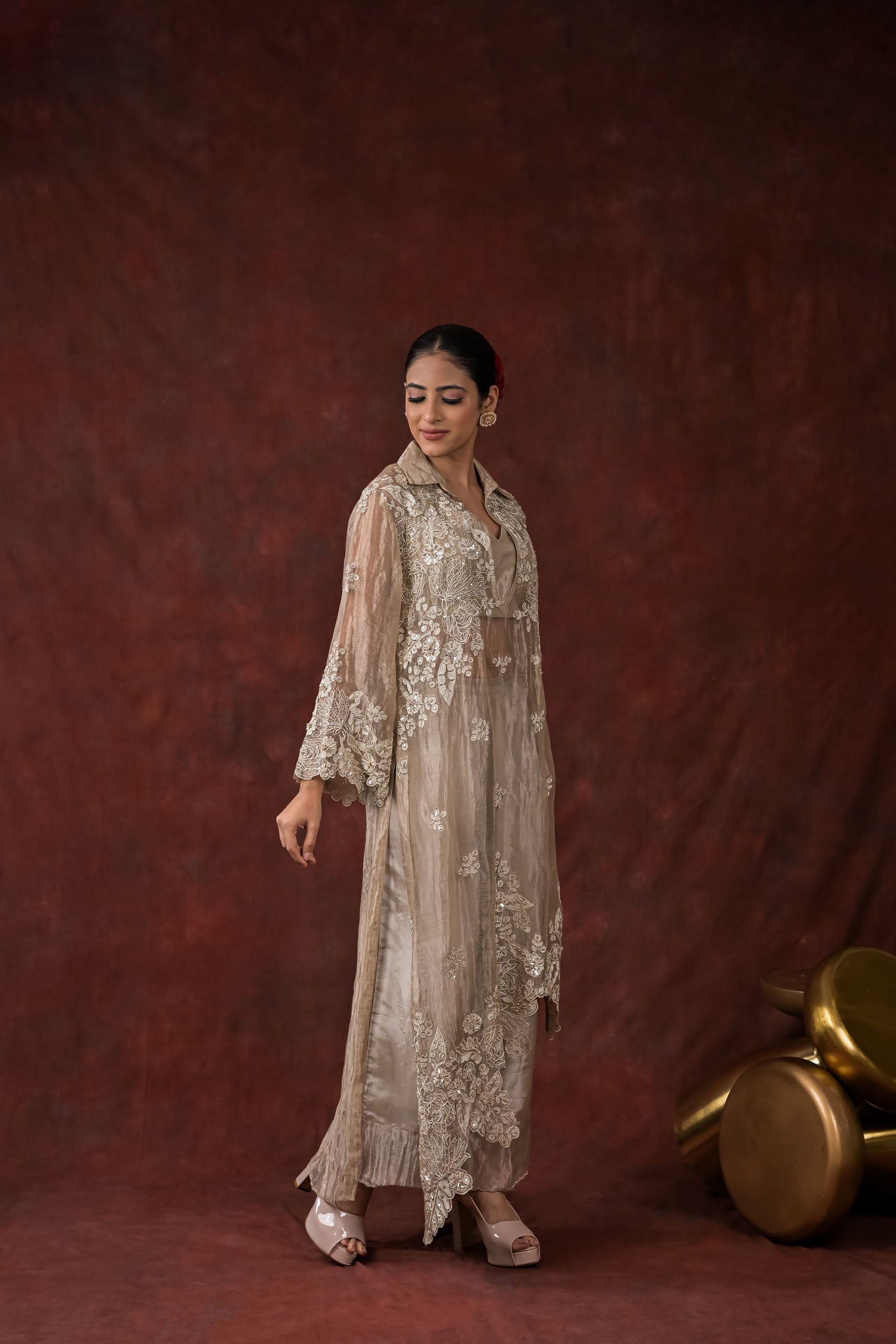 Ethereal Bloom Champagne Co-Ord Set
