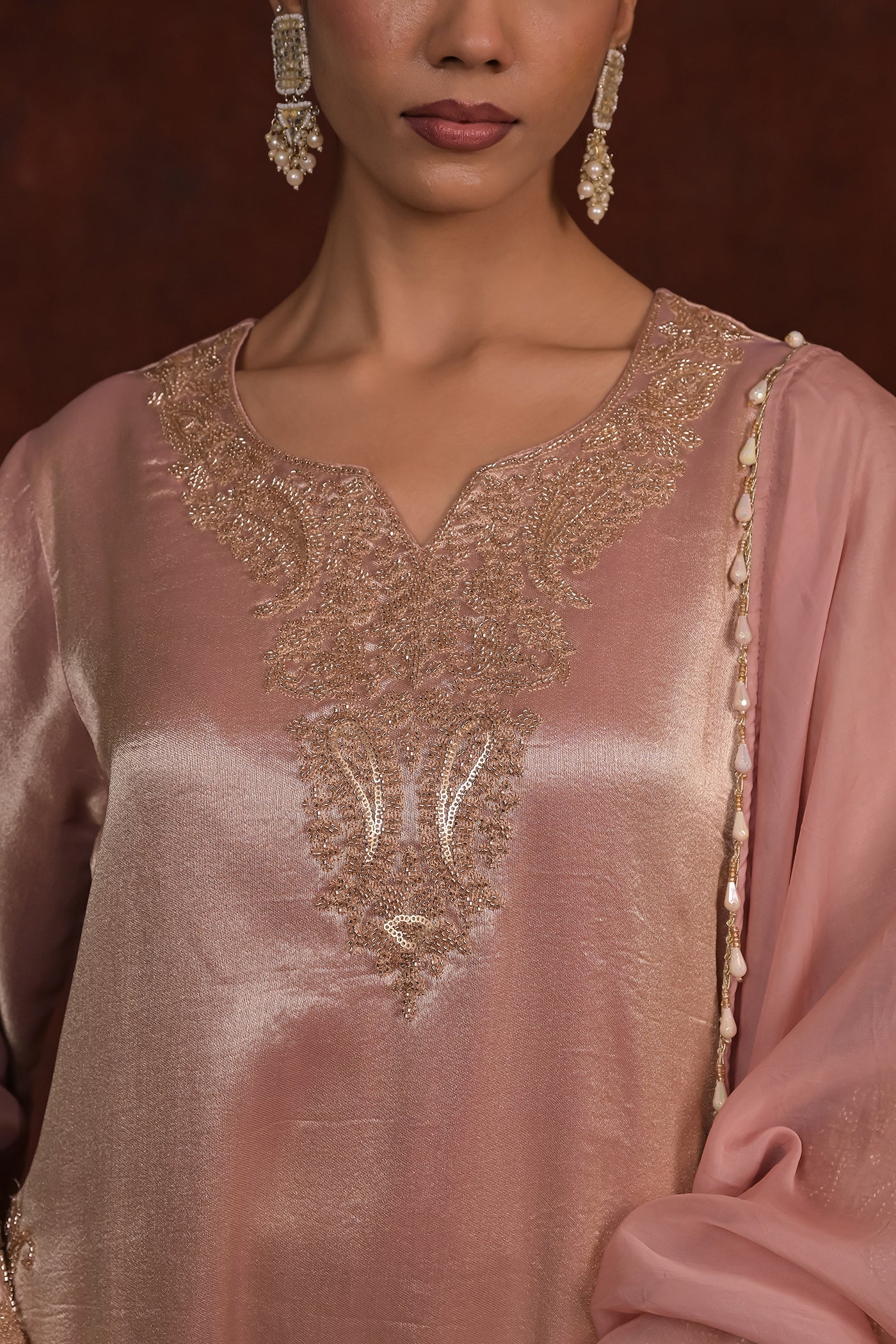 Blush Pearl Organza Tissue Kurta Set