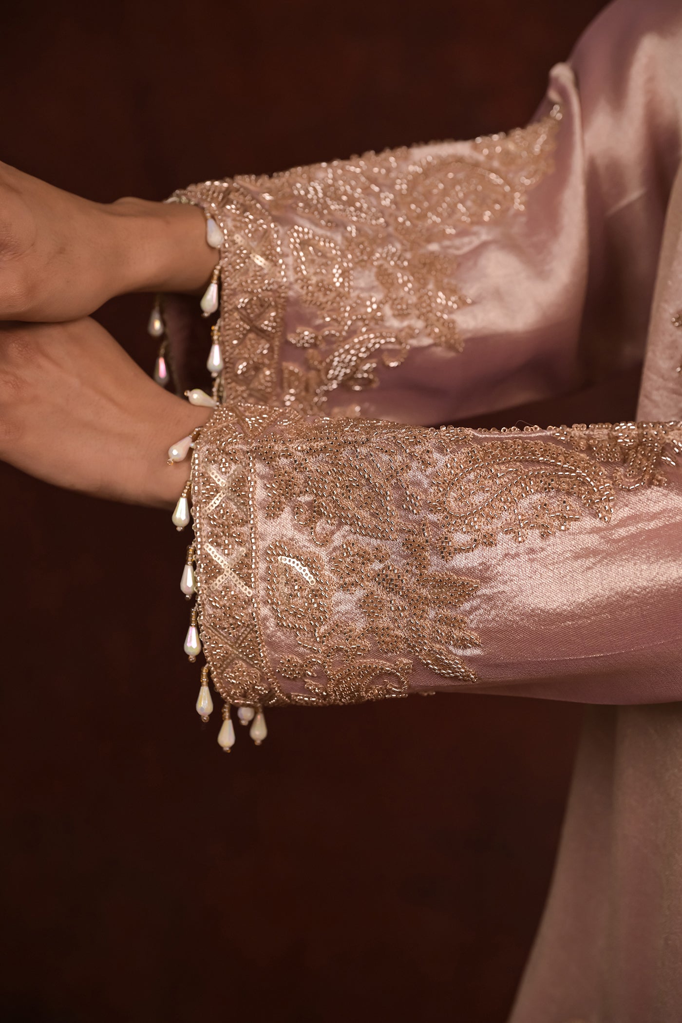 Blush Pearl Organza Tissue Kurta Set