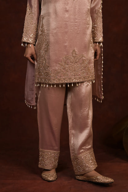 Blush Pearl Organza Tissue Kurta Set
