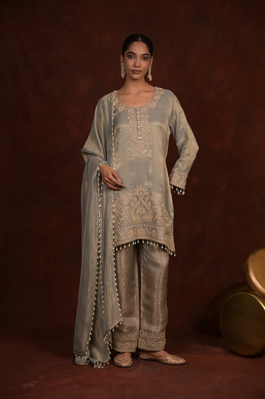 Sage Organza Tissue Kurta Set