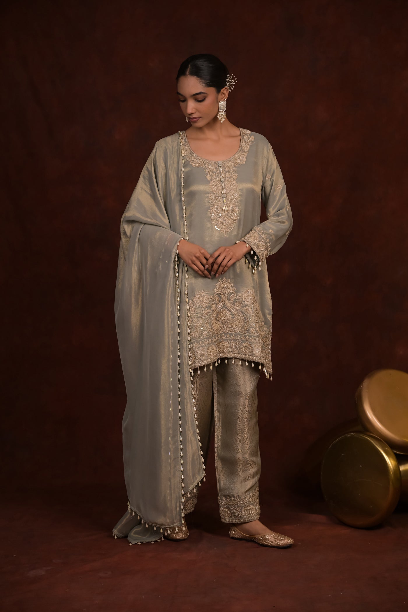 Sage Organza Tissue Kurta Set