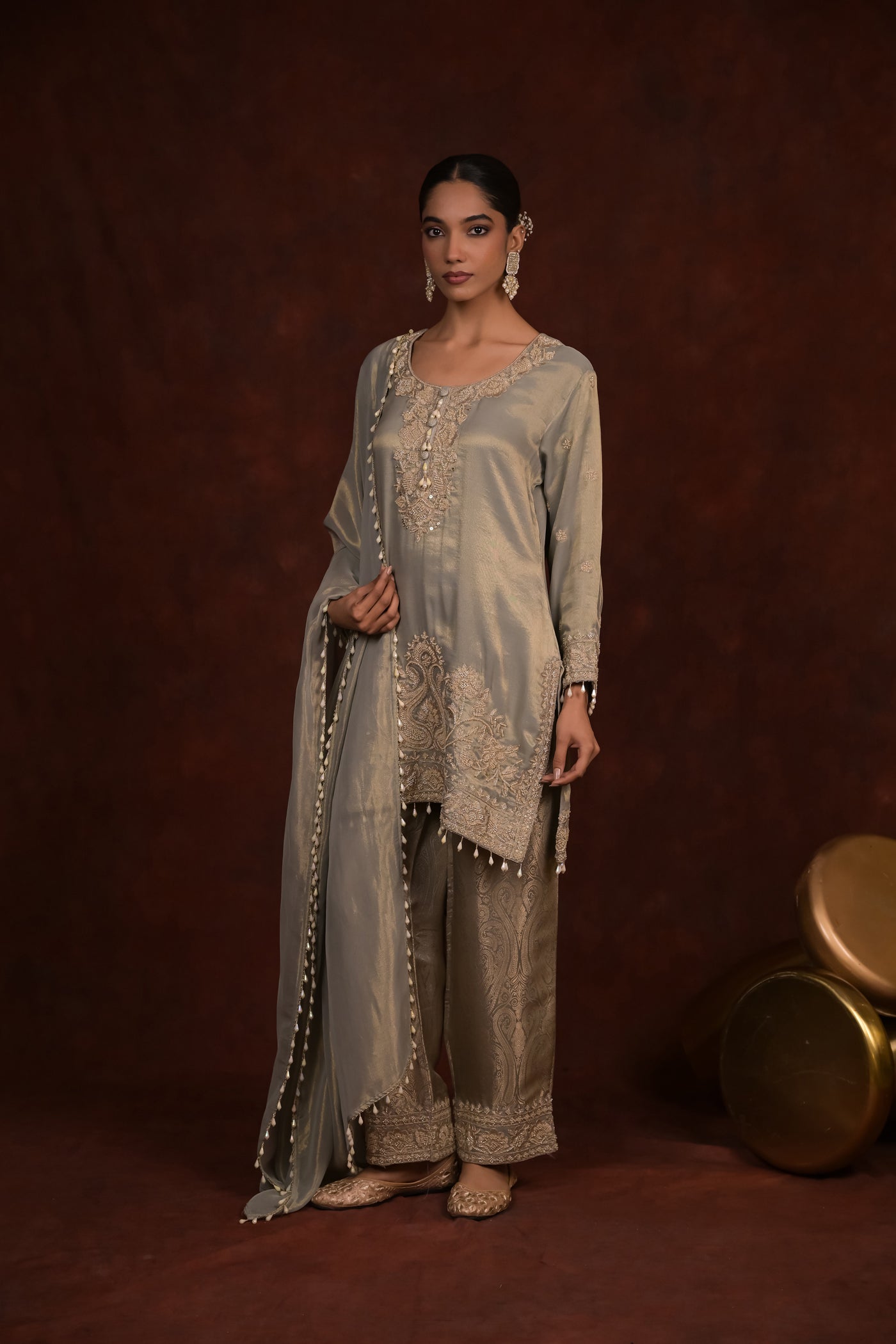 Sage Organza Tissue Kurta Set