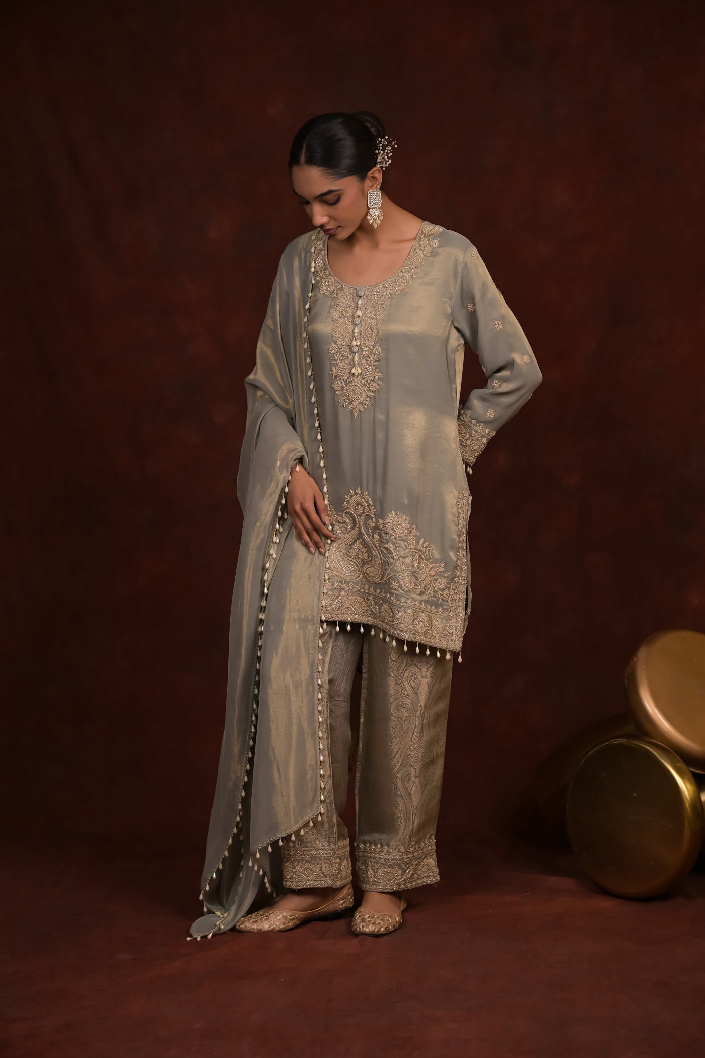 Sage Organza Tissue Kurta Set