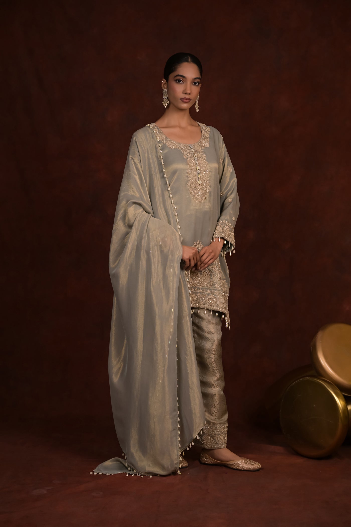 Sage Organza Tissue Kurta Set