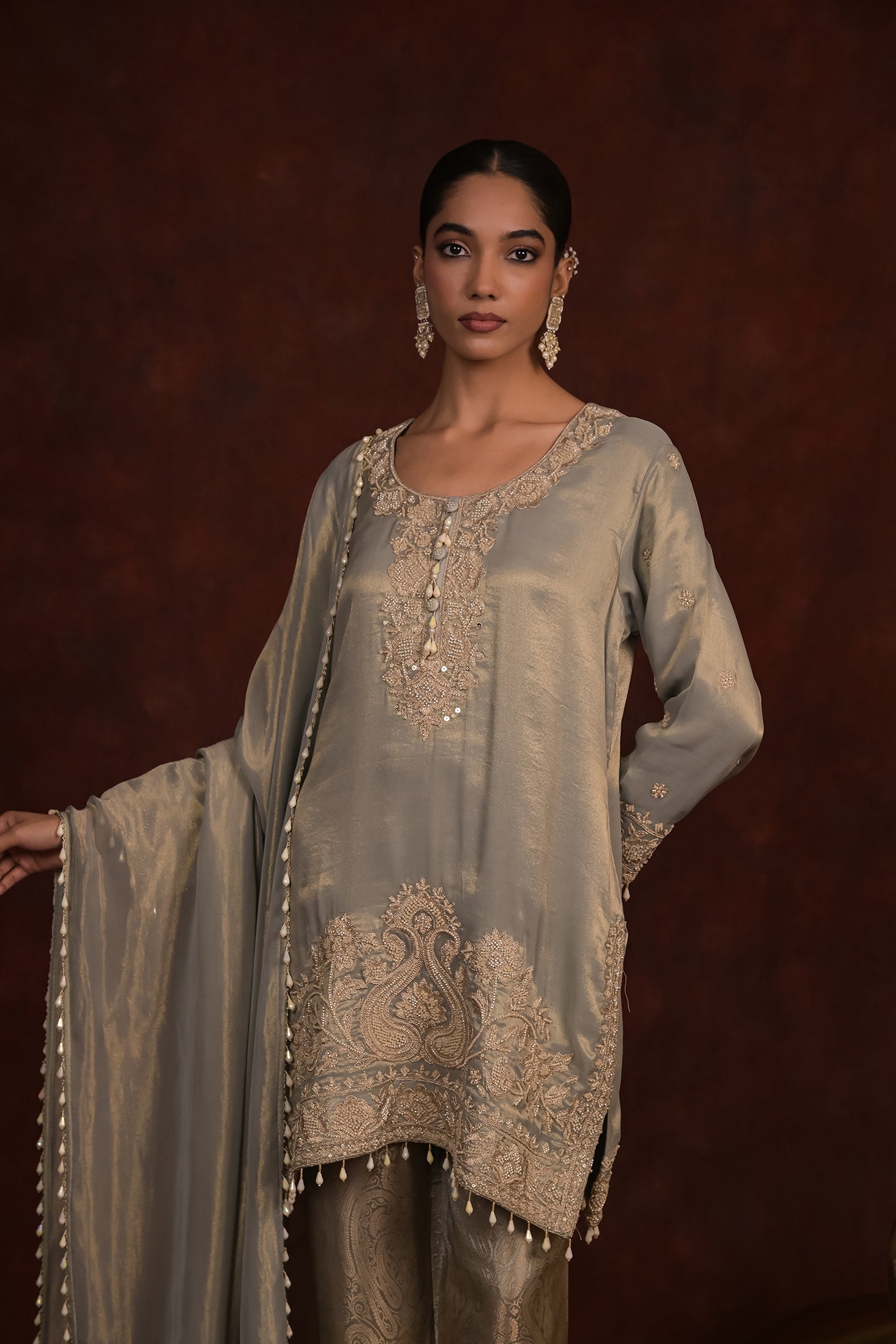 Sage Organza Tissue Kurta Set