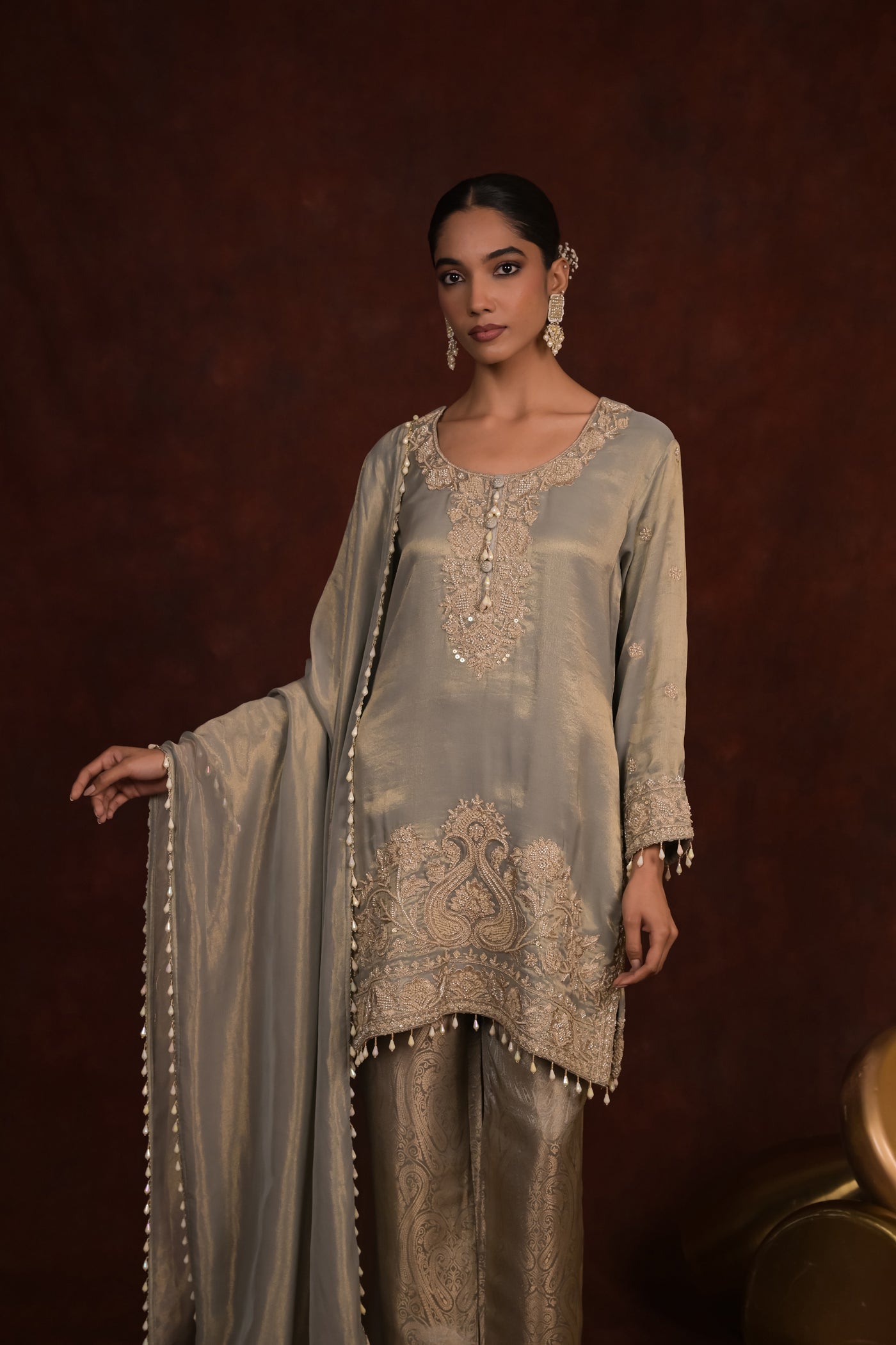 Sage Organza Tissue Kurta Set