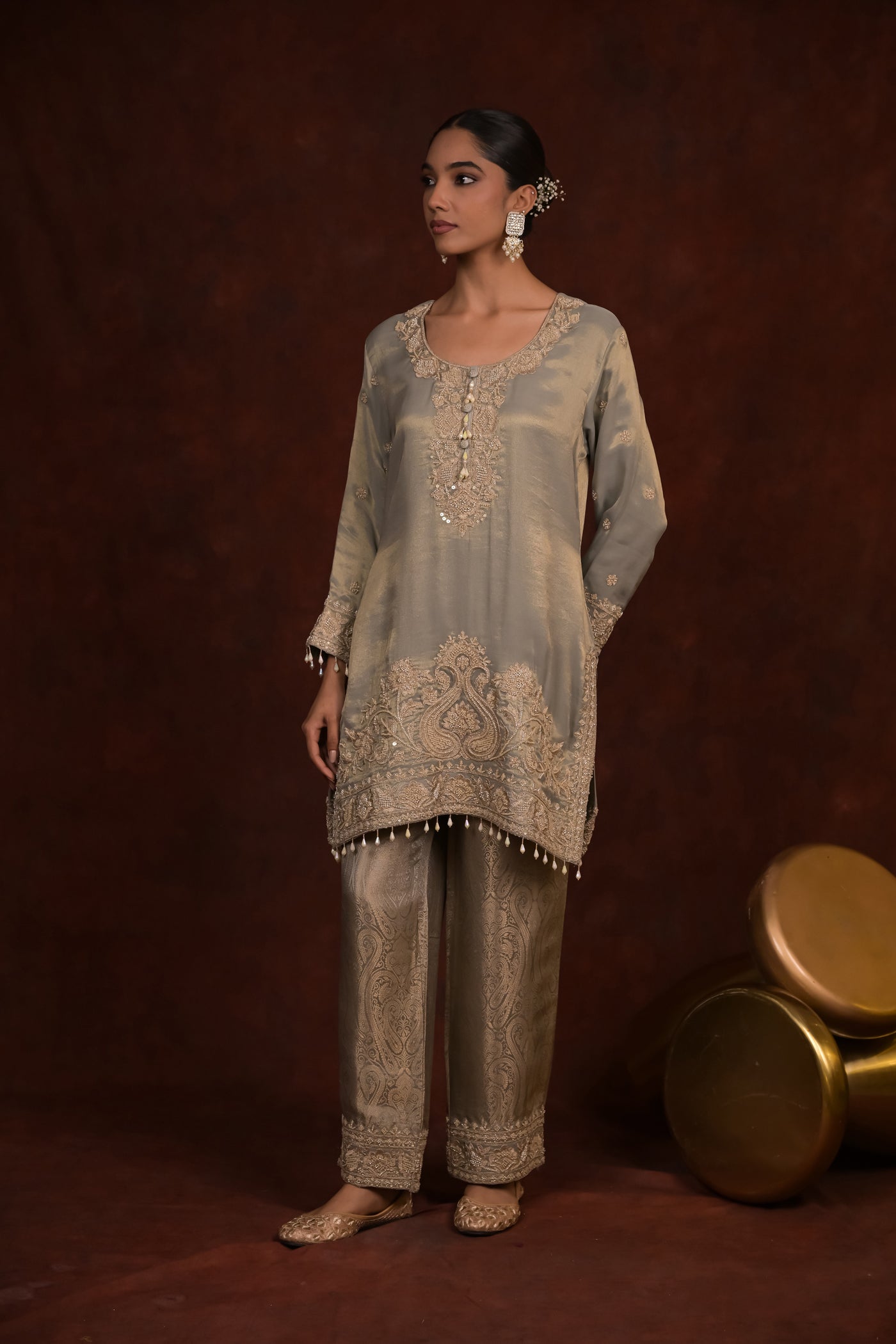 Sage Organza Tissue Kurta Set