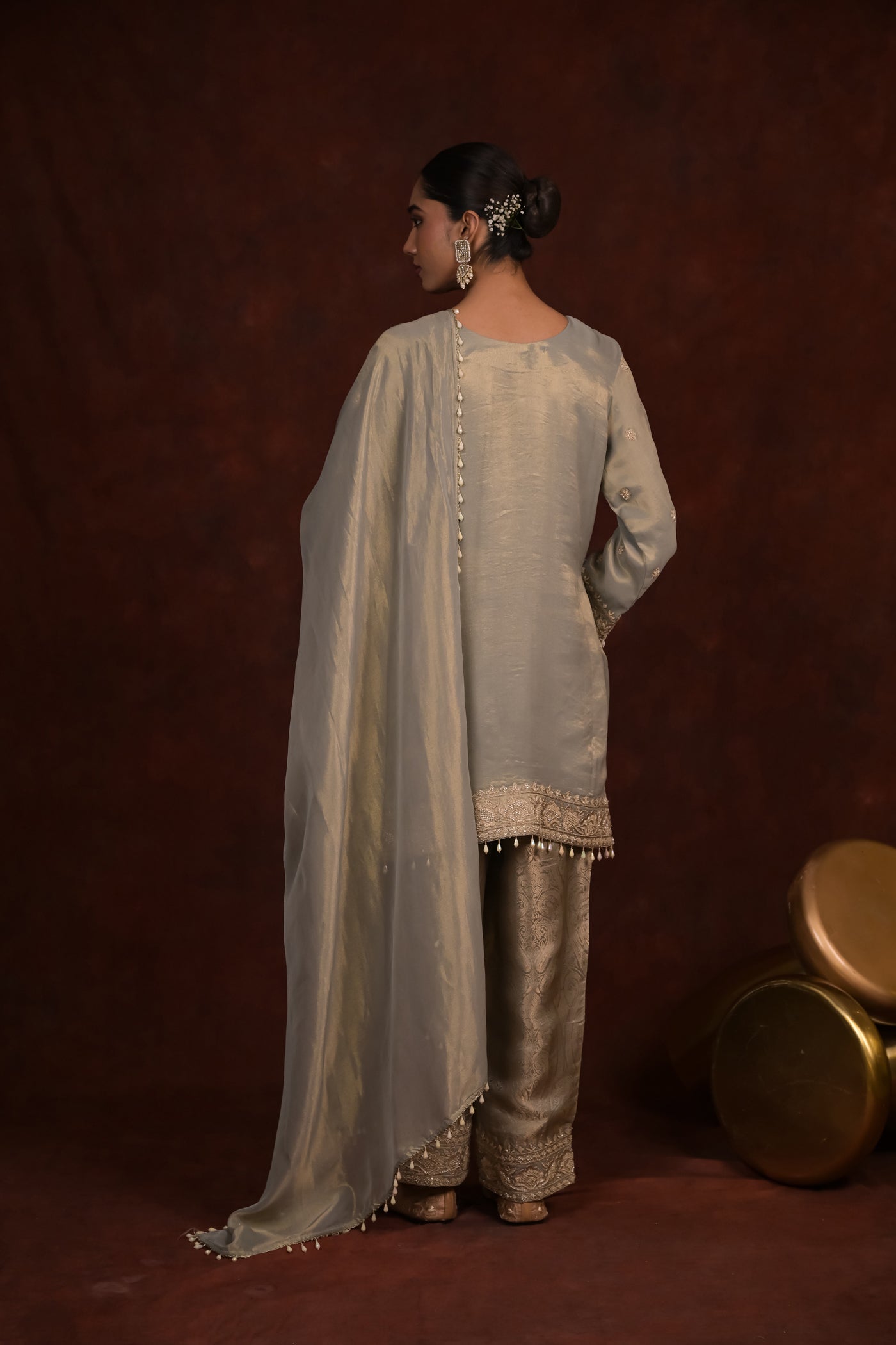 Sage Organza Tissue Kurta Set