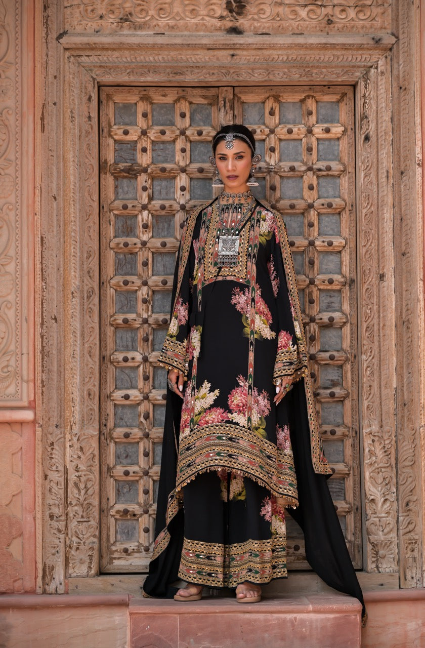 Zaria Floral Embroidered Kurta Pant Set with Dupatta