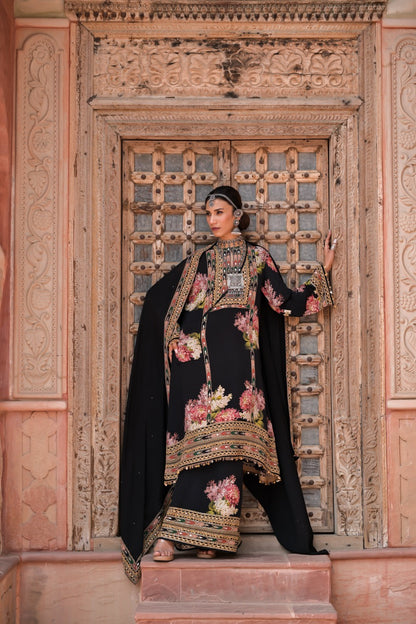Zaria Floral Embroidered Kurta Pant Set with Dupatta