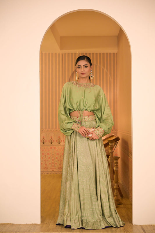 Mint Green Top & Skirt Set