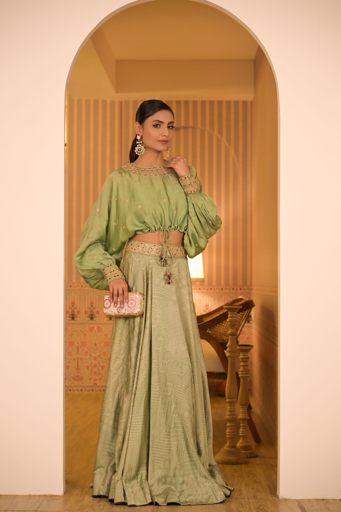 Mint Green Top & Skirt Set