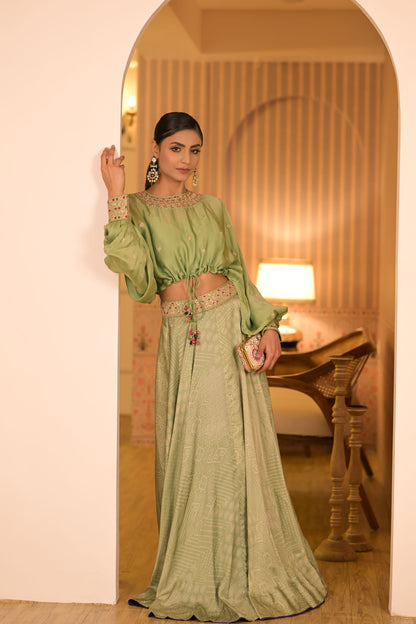 Mint Green Top & Skirt Set