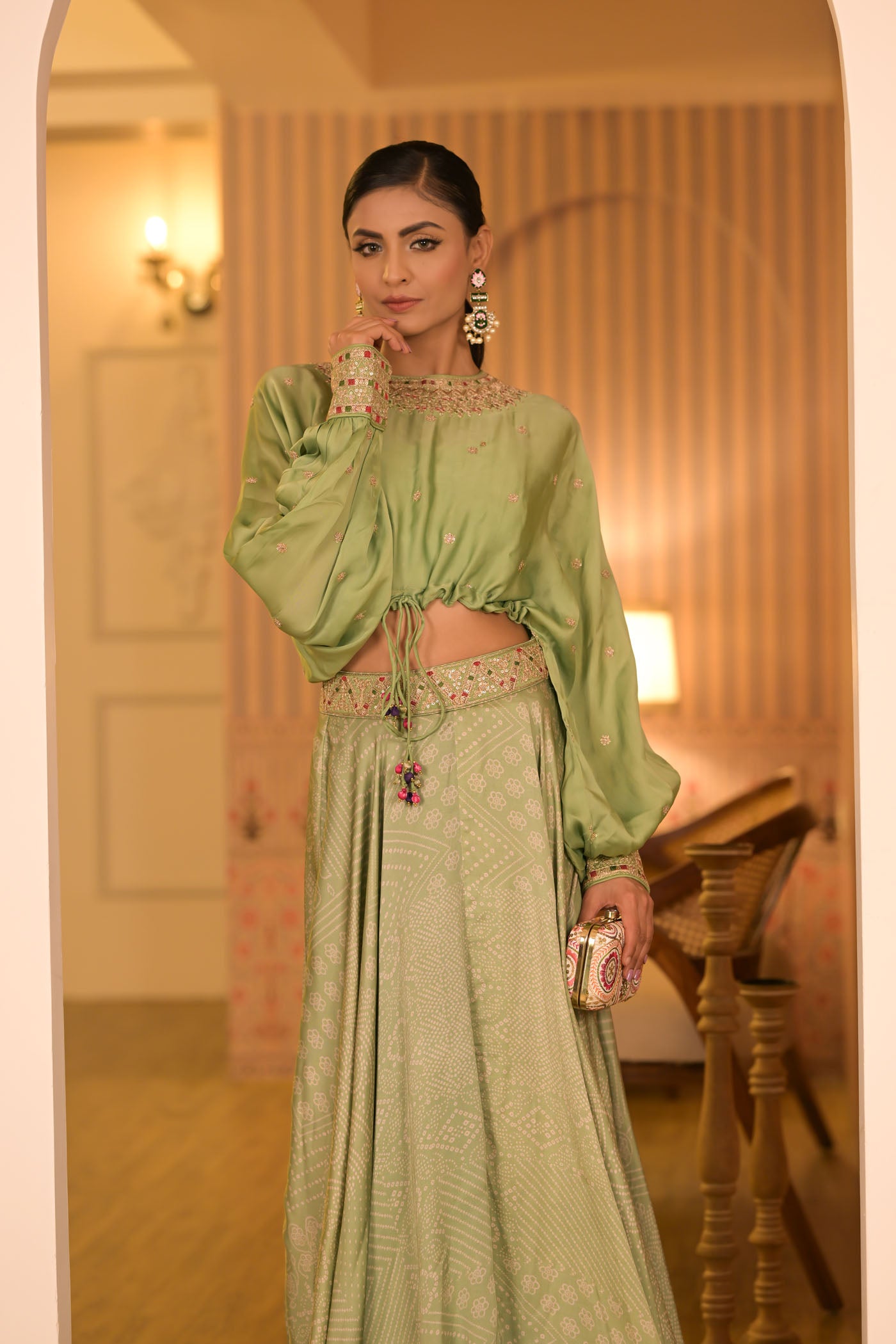 Mint Green Top & Skirt Set