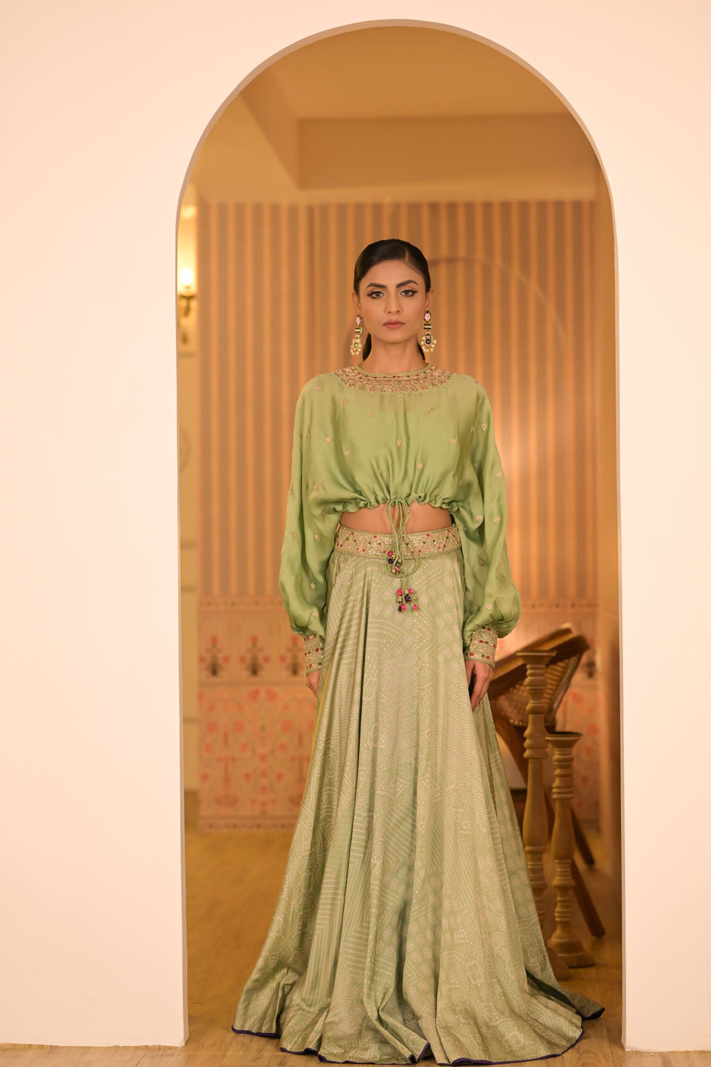Mint Green Top & Skirt Set