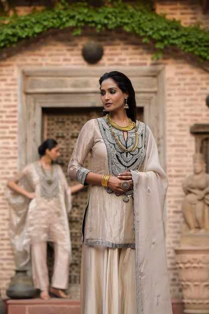 Antique Ivory Sharara Set