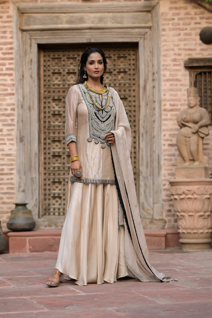 Antique Ivory Sharara Set