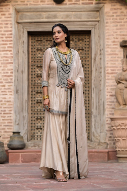 Antique Ivory Sharara Set