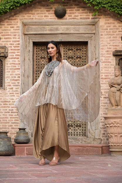 Sand Drape Dhoti Cape Set