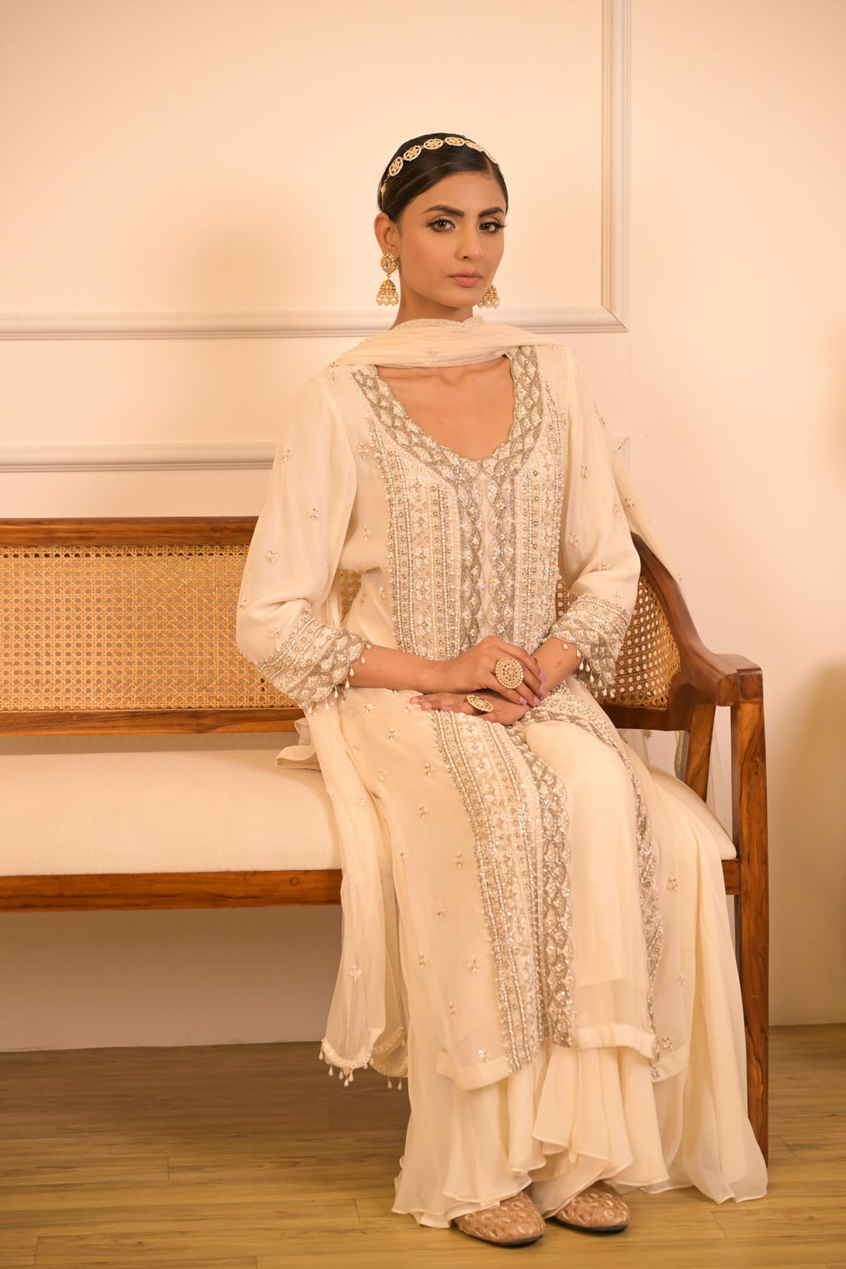 Ivory Embroidered Kurta Set