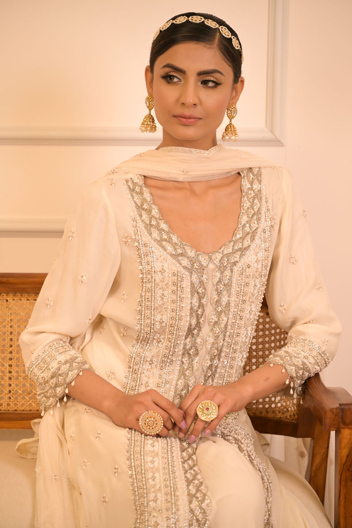 Ivory Embroidered Kurta Set