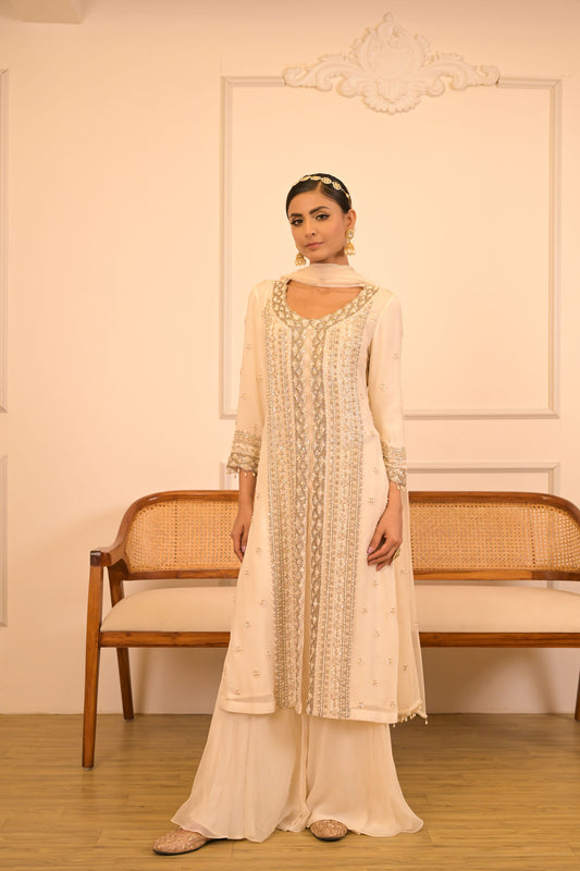 Ivory Embroidered Kurta Set