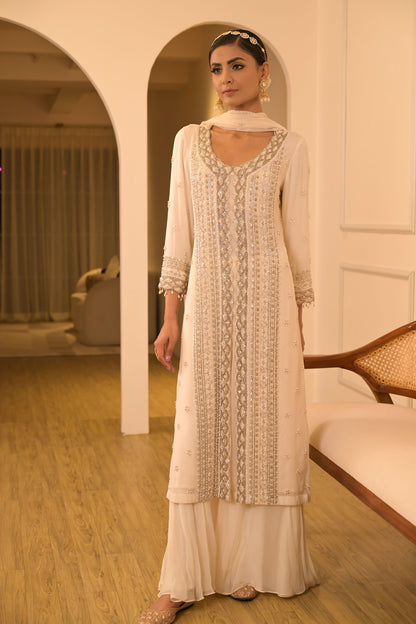 Ivory Embroidered Kurta Set