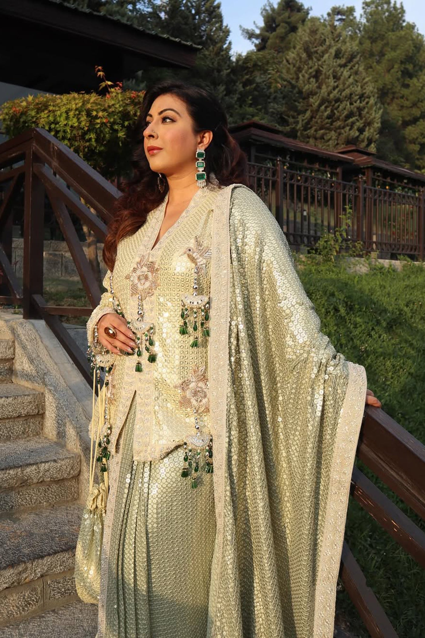 Aashkara  Bidani In Emerald Aura Festive Sharara Set