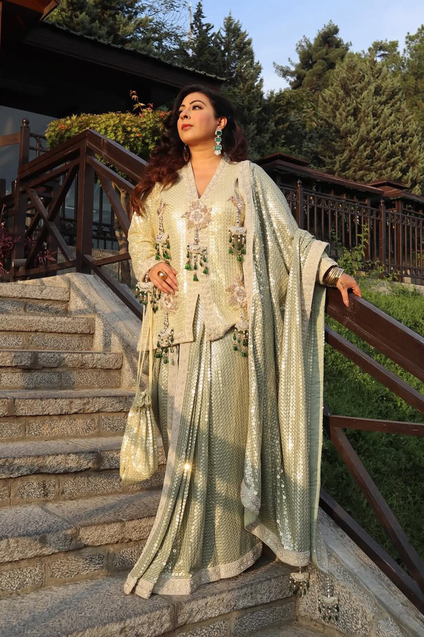 Aashkara  Bidani In Emerald Aura Festive Sharara Set