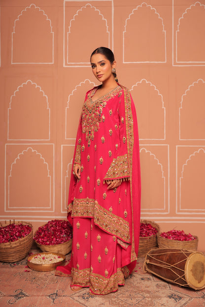 RANI PINK Crepe Digital Print Kurta Set