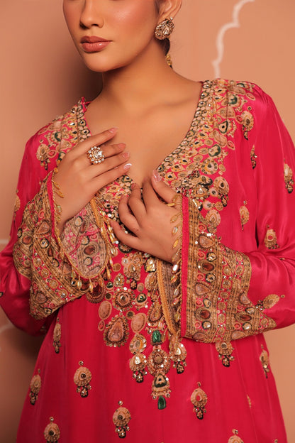 RANI PINK Crepe Digital Print Kurta Set