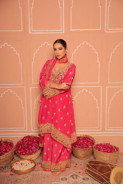 RANI PINK Crepe Digital Print Kurta Set