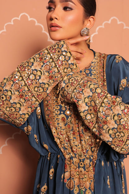 Midnight Blue Crepe Kaftan SET