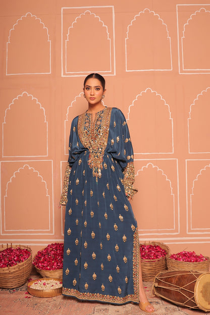 Midnight Blue Crepe Kaftan SET
