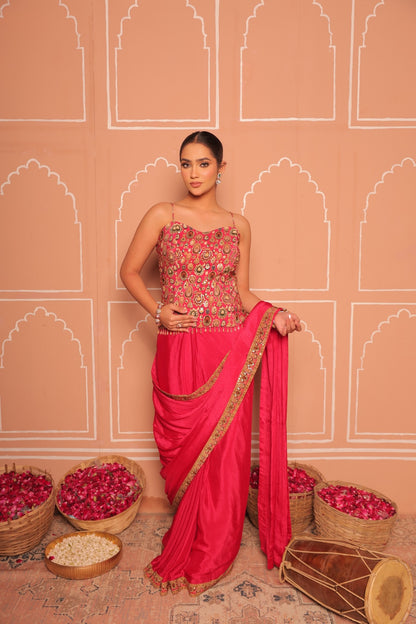 Rani Pink Drape Saree