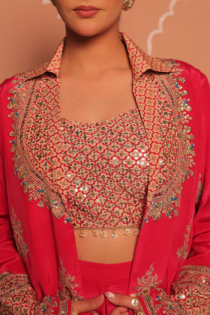 Zariya Hand-Embroidered Jacket Kurta Set