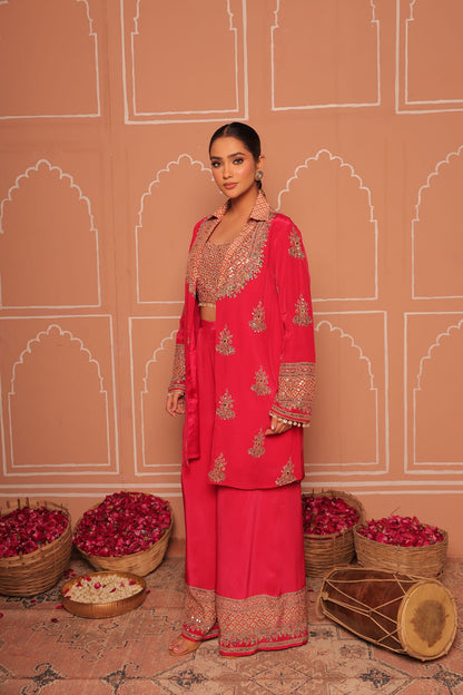 Zariya Hand-Embroidered Jacket Kurta Set