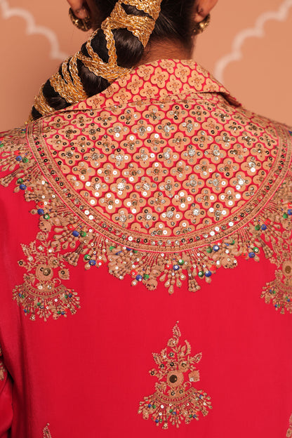 Zariya Hand-Embroidered Jacket Kurta Set