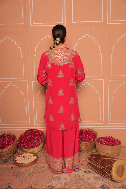 Zariya Hand-Embroidered Jacket Kurta Set