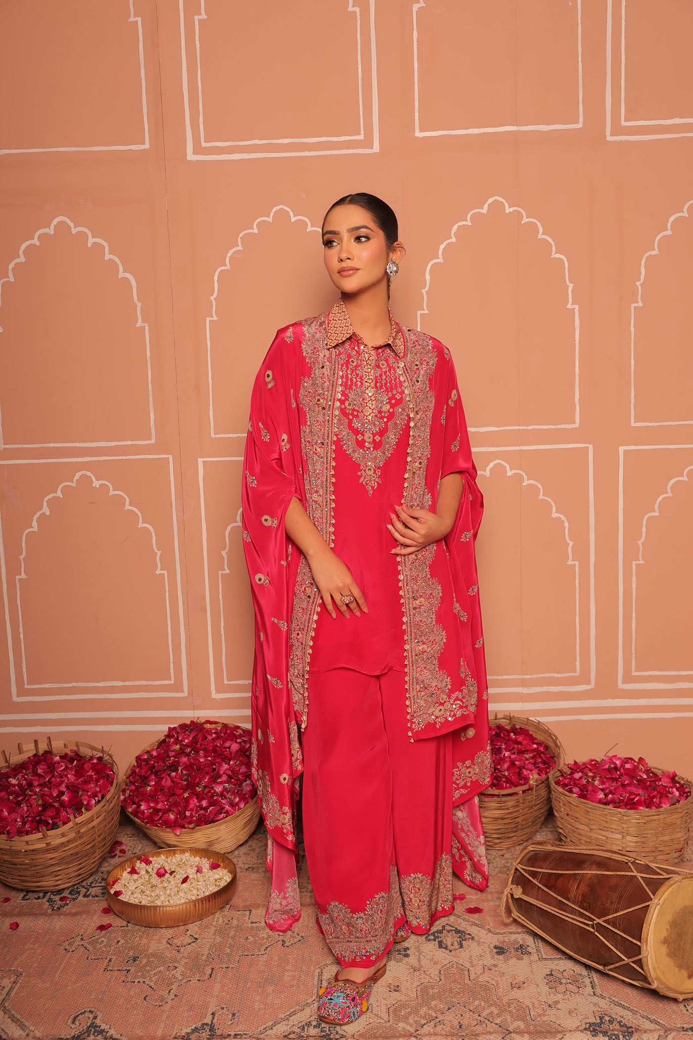 Noor Gotta Embroidered Cape Kurta Set