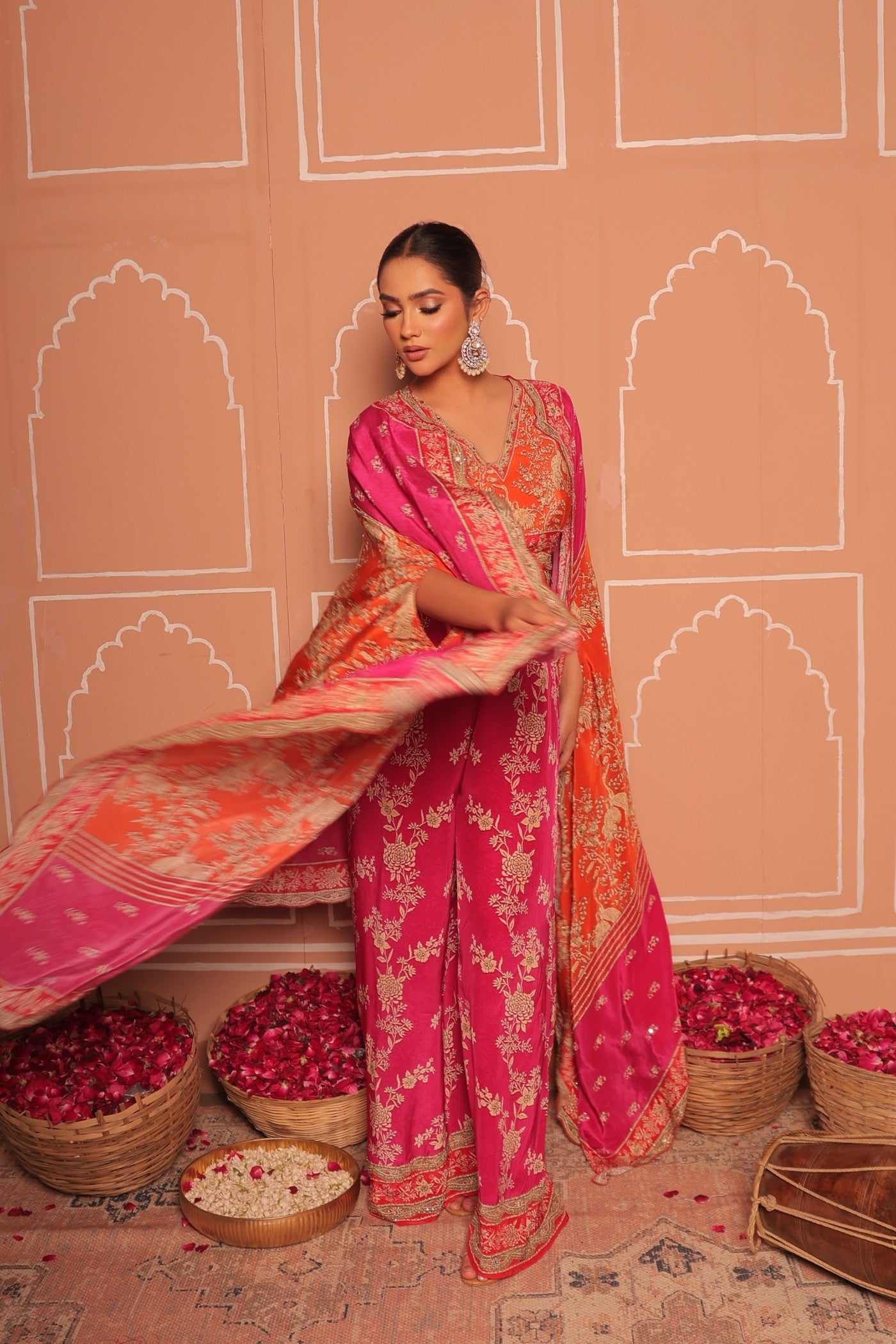 Peacock Garden Festive indo western Set