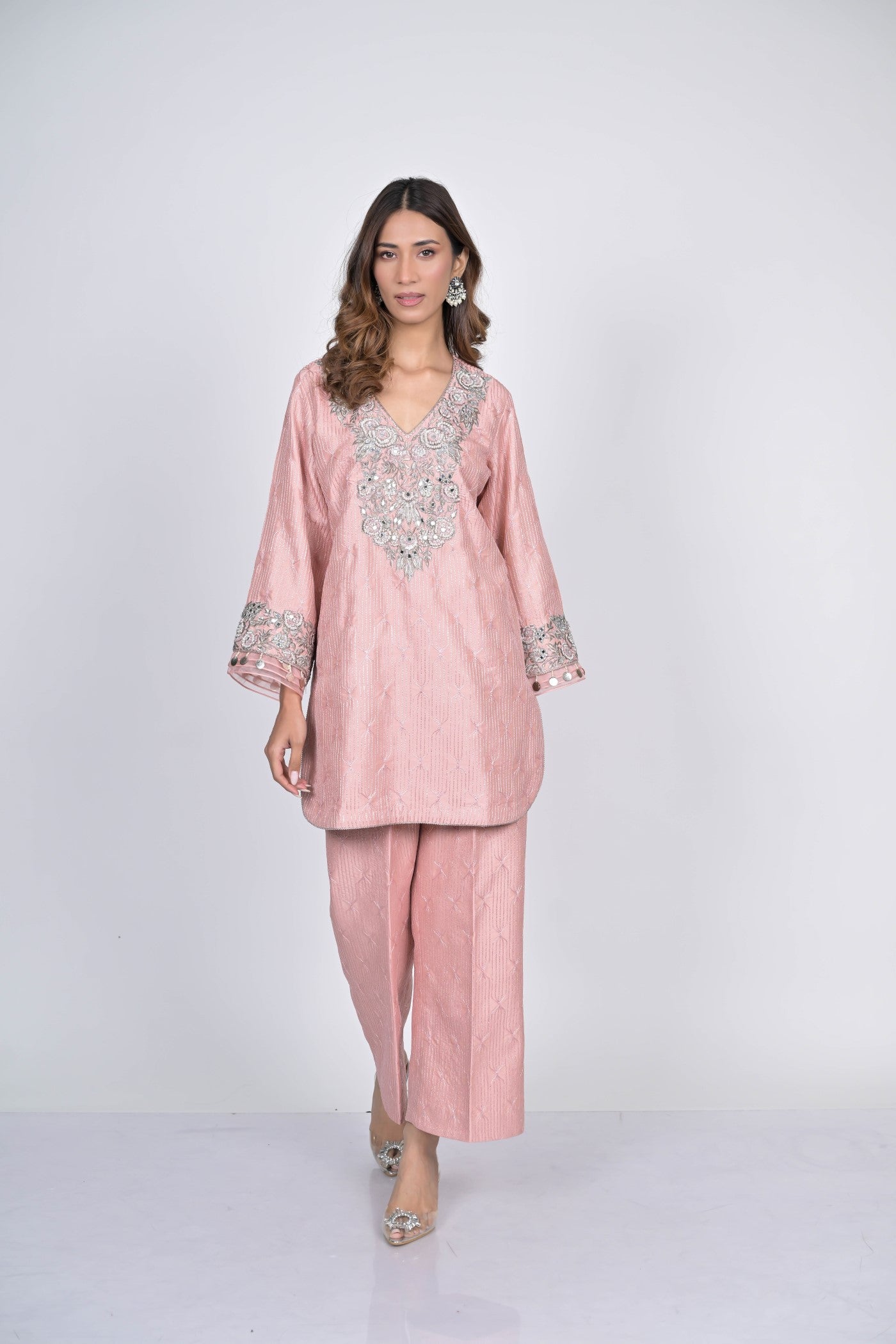 Blush Pink Embroidered Kurta Set