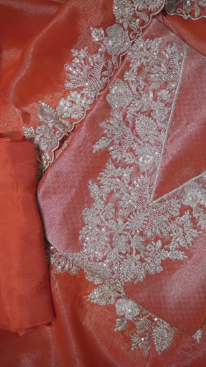 Burnt Coral Embroidered Elegance Set