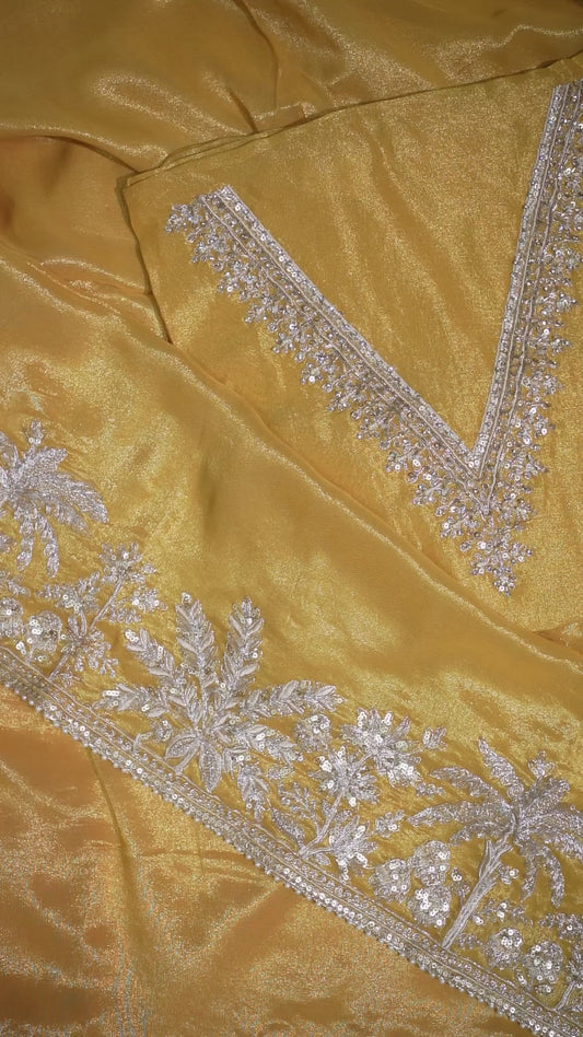 Sunlit Feather Tissue Dori Embroidered Kurta Set